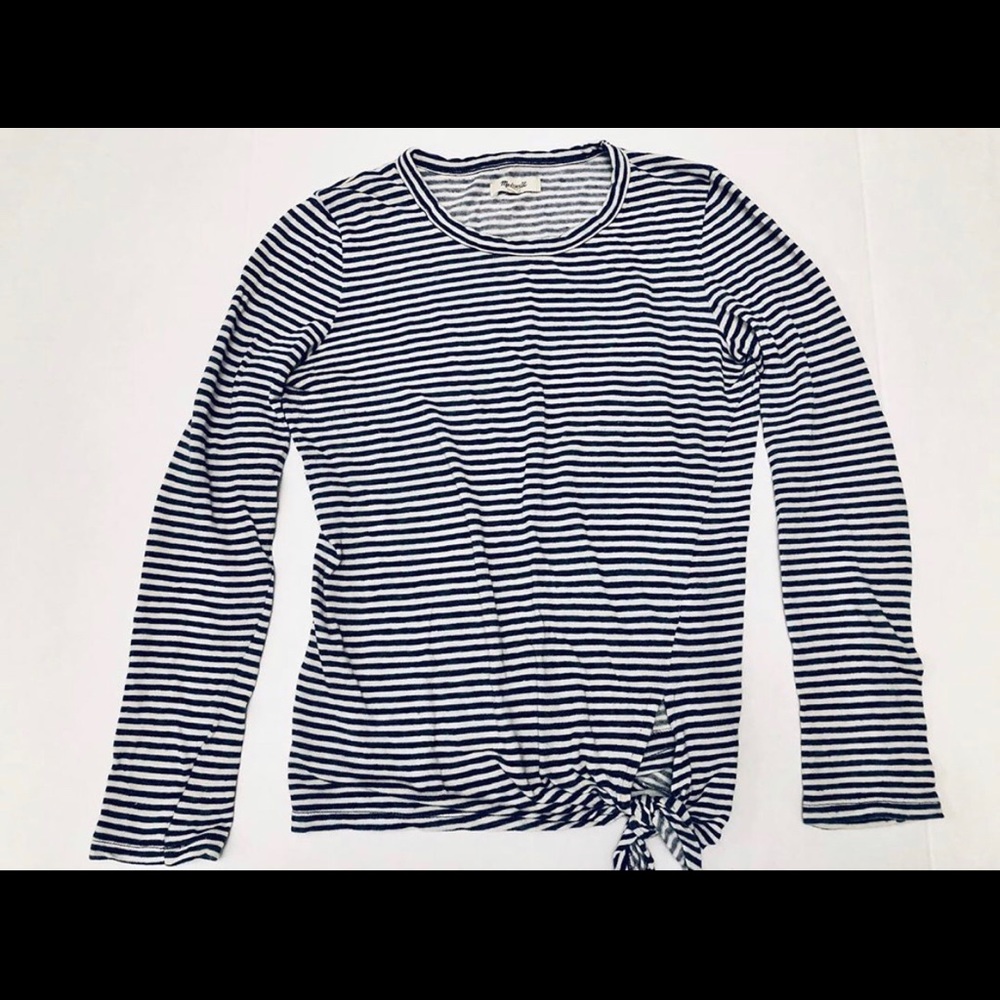 Madewell Blue and White Striped Front Knot